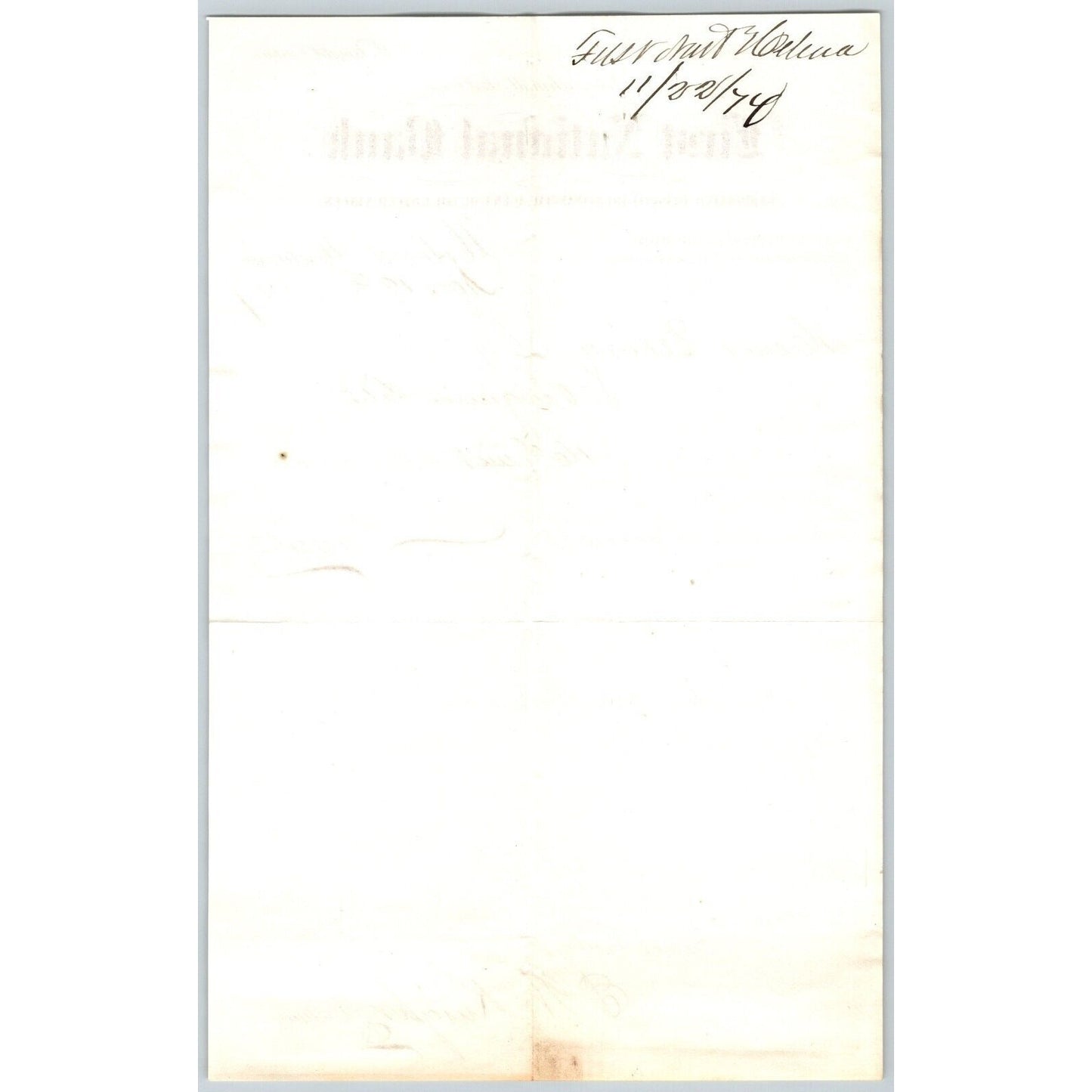 First National Bank Helena, MT 11/19 1877 Payment Advice Henry Elling*