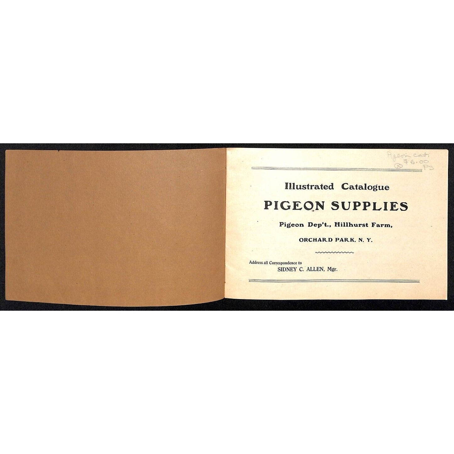 Hillhurst Farm, Orchard Park, NY "Pigeon Supplies" 16pp Catalogue VGC c1910
