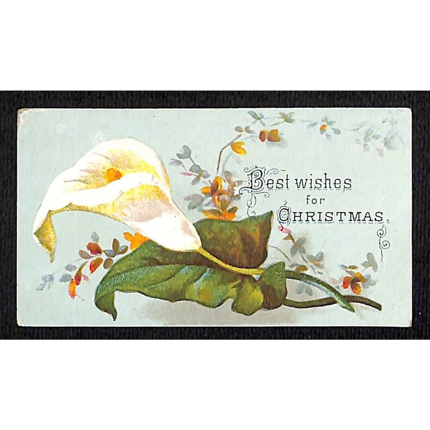 Best Wishes for Christmas Victorian Trade Card Holiday Floral Roses VGC
