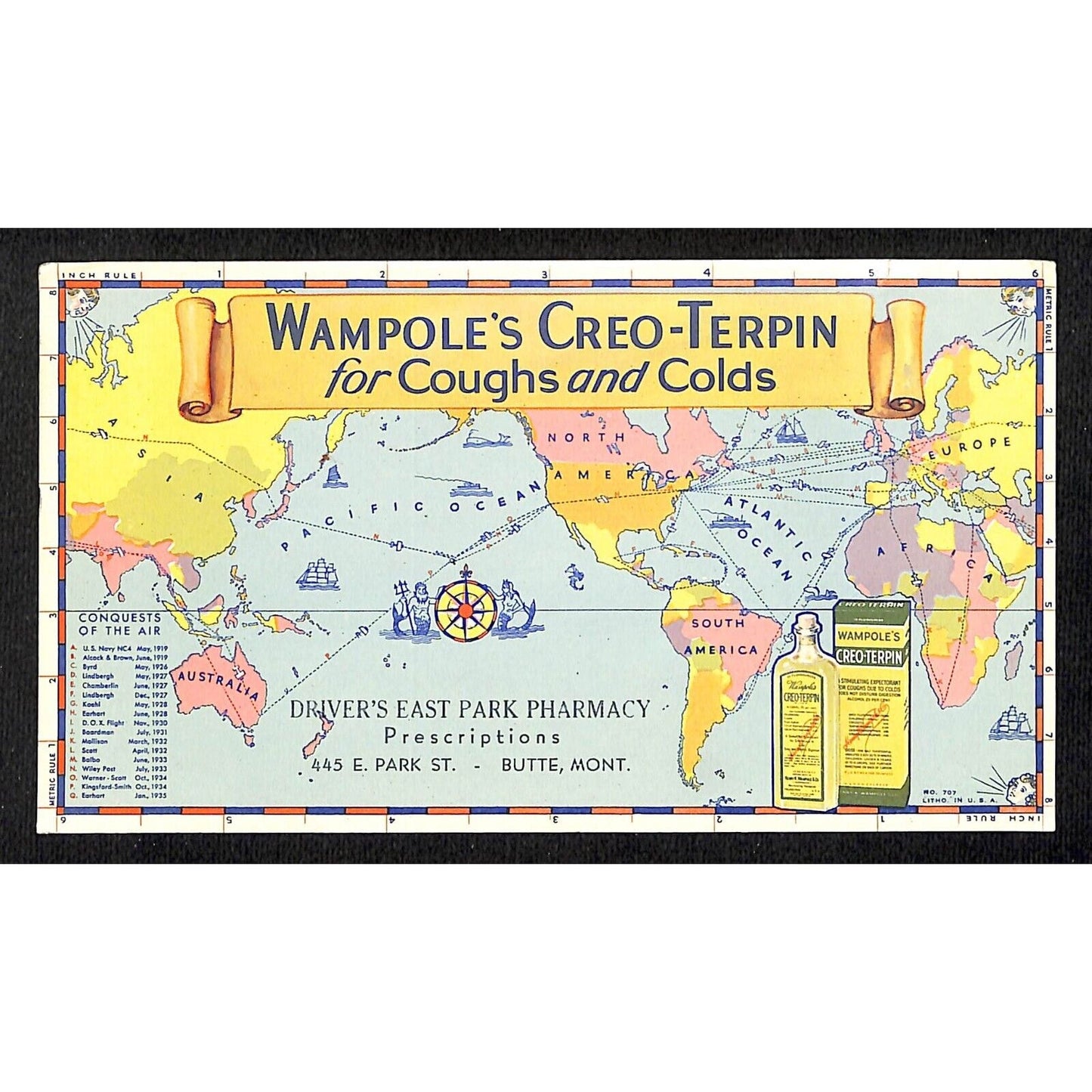 Wampole's Cero-Terpin Coughs / Driver's East Park Pharmacy Butte Ink Blotter