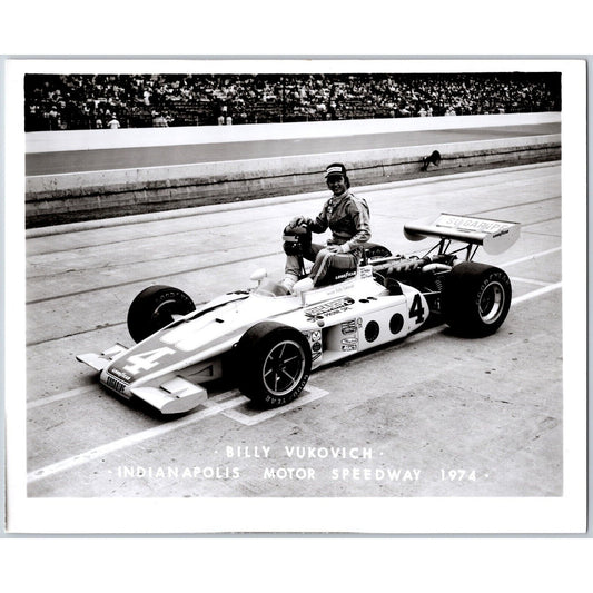Billy Vukovich #4 1974 Indianapolis Motor Speedway 8" x 10" Photo IMS Stamp VGC