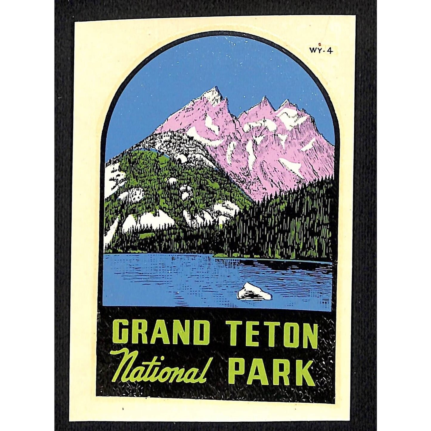 Grand Teton National Park Wyoming Water Transfer Decal Travel Souvenir c1950's