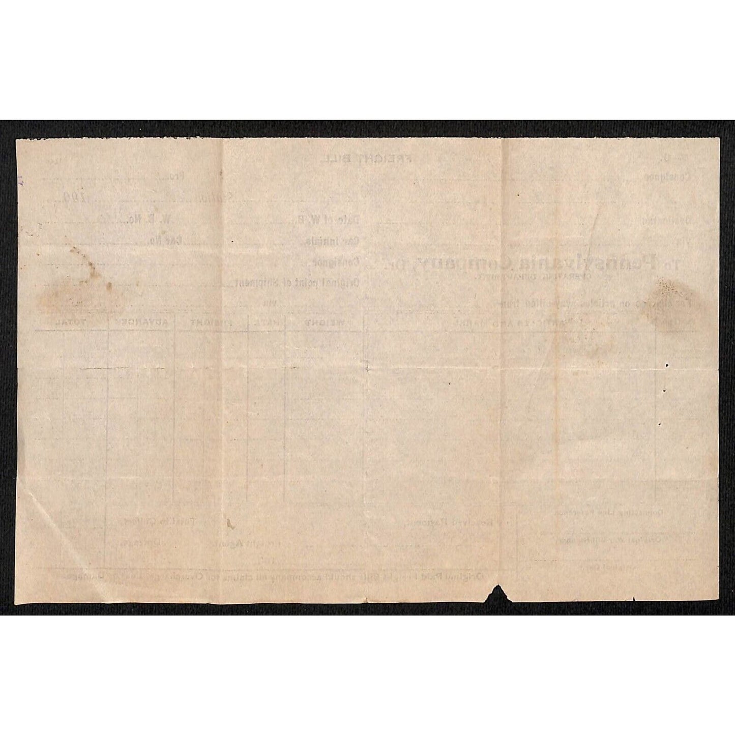 Pennsylvania Company RR Freight Bill 1908 Billhead Samuel Wang* N. Georgetown OH