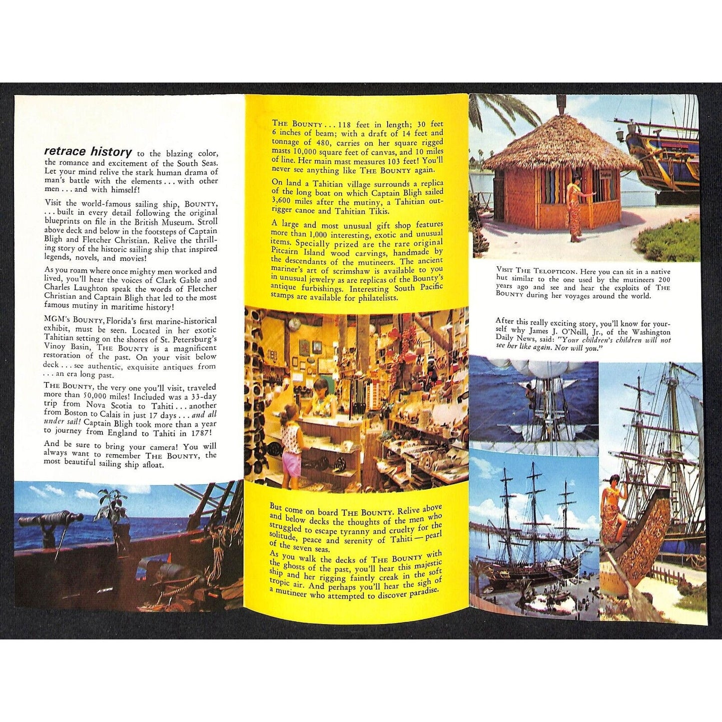 "Visit MGM's Bounty Exhibit" St. Petersburg, FL c1960's-70's Travel Brochure VGC