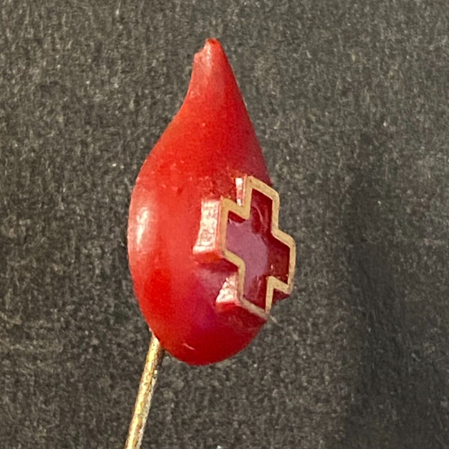Red Cross "Blood Drop" Plastic? Donor Stick Lapel Hat Pin (10mm x 1 3mm Drop)
