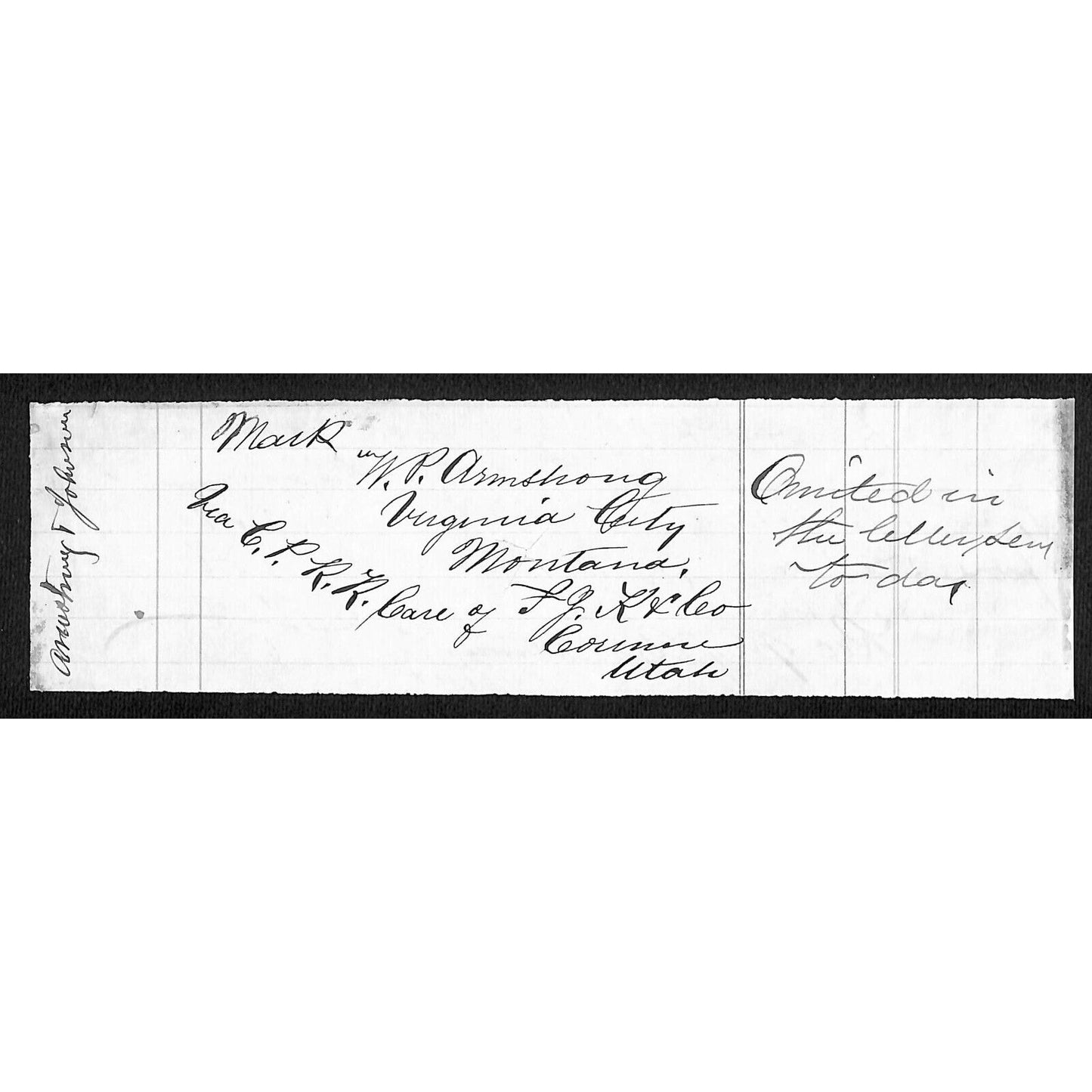 c1892 W.P. Armstrong / Henry Elling* Virginia City, MT Receipt C.P.R.R.