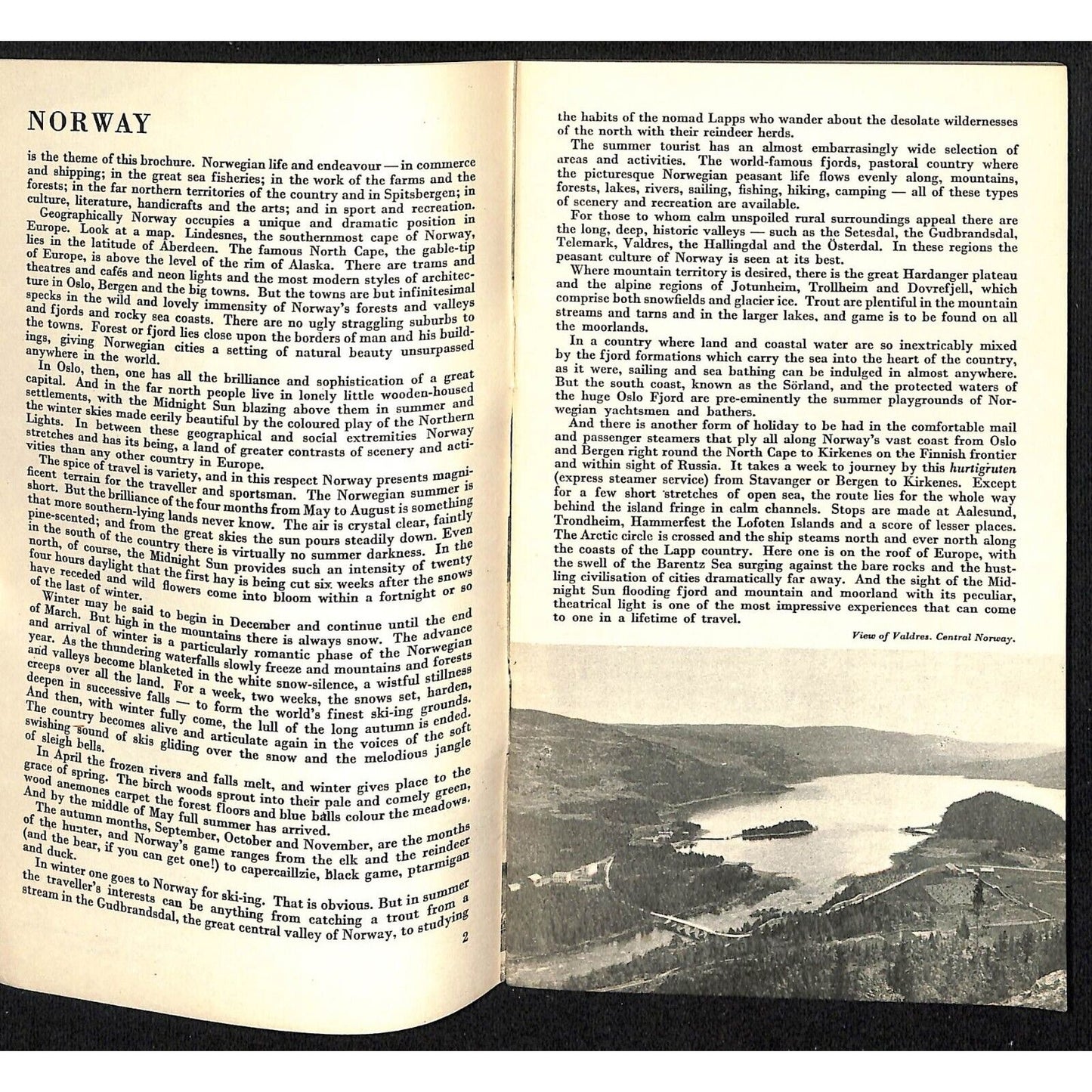 1935 Norway Travel Brochure 24pp w/ 9" x 12" FO Map VGC