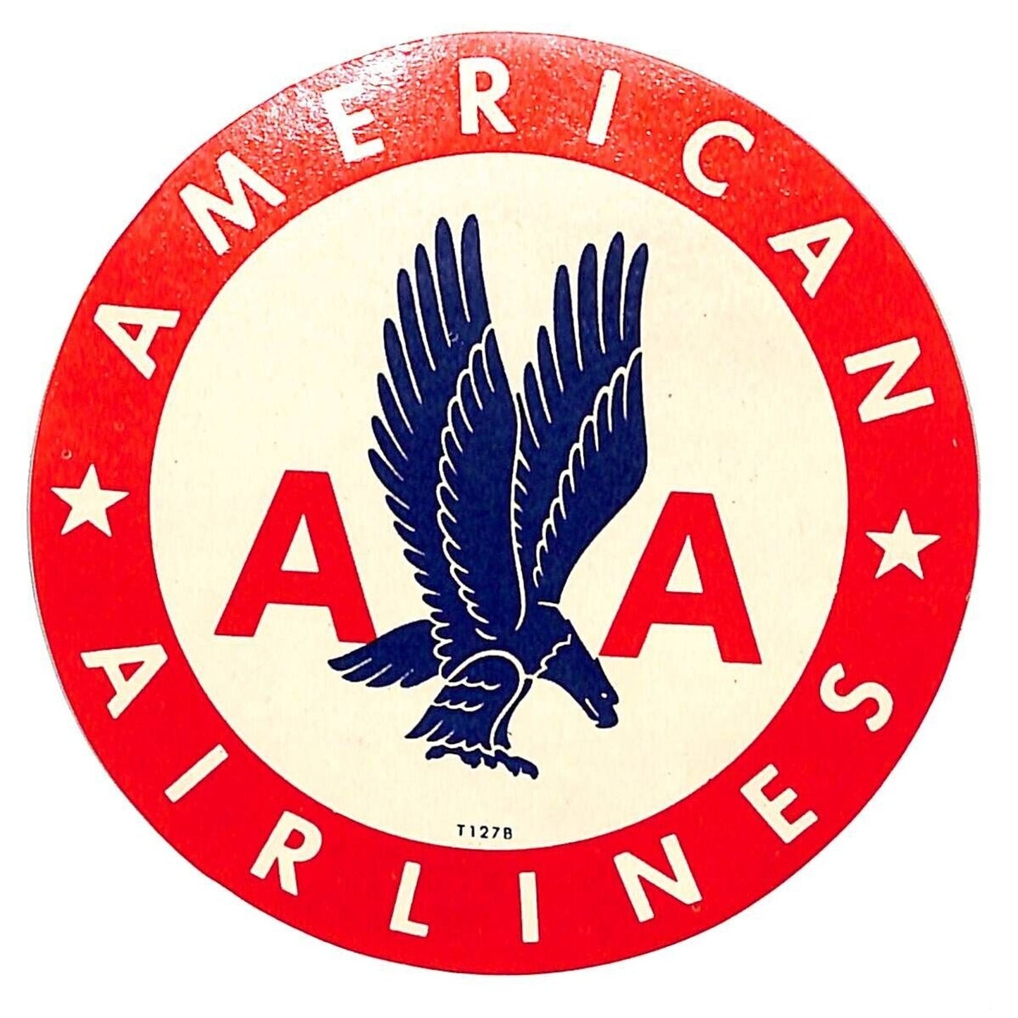 American Airlines AA Eagle Luggage Label 3 1/2" dia. VGC
