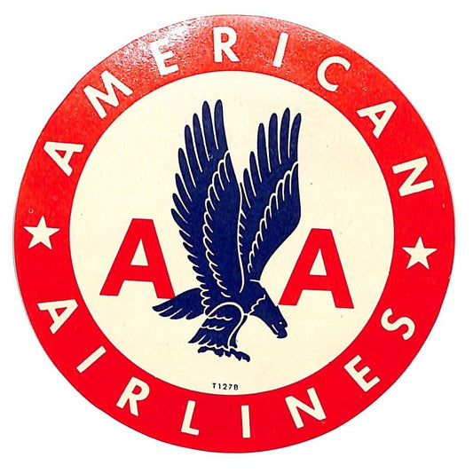 American Airlines AA Eagle Luggage Label 3 1/2" dia. VGC