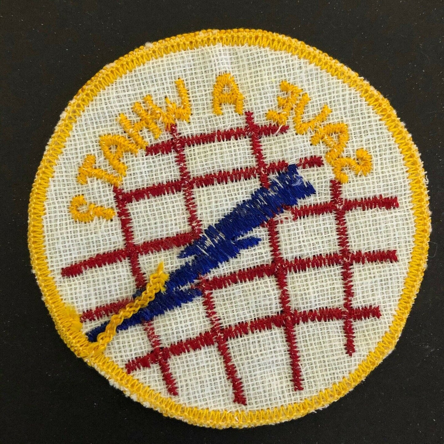 c1970's-80's Machine Stitched Embroidered Patch "Save a What?" Catchphrase?