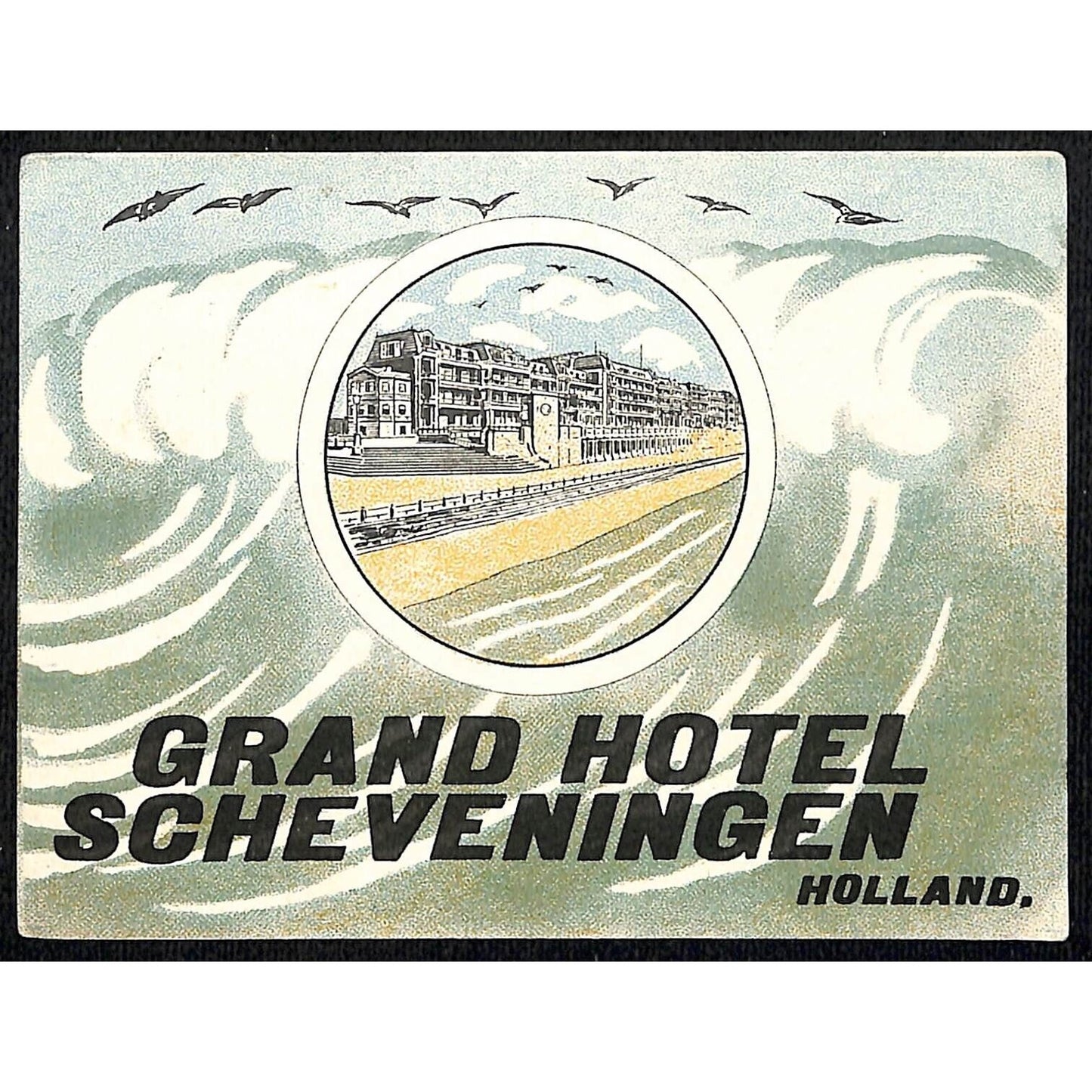 Grand Hotel Scheveningen Holland Original Luggage Label c1930's-40's VGC