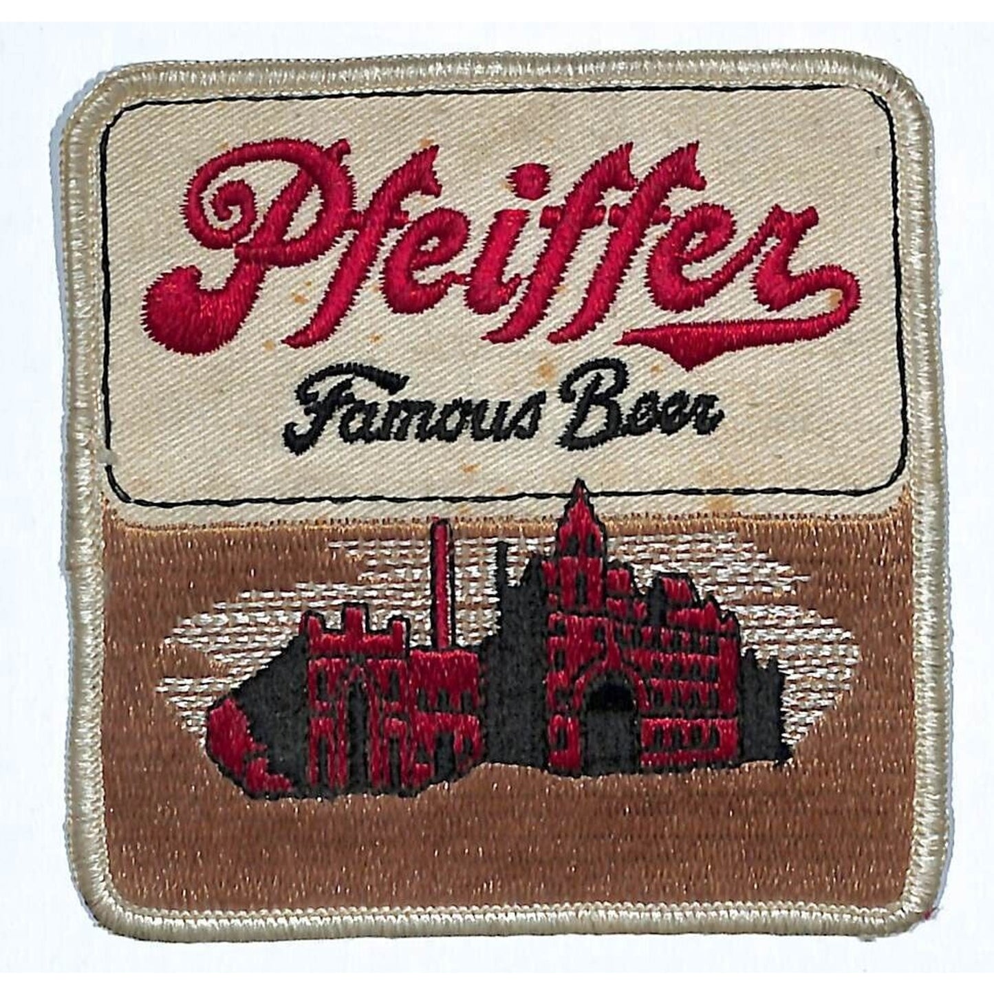 Pfeiffer Famous Beer Patch Embr. 4"x4" c1960's-70's Soft Floppy Scarce