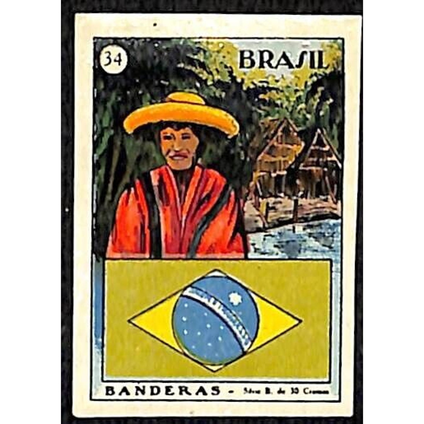 Brazil Country Banderas / Flag Matchbox Label Series Vintage #34