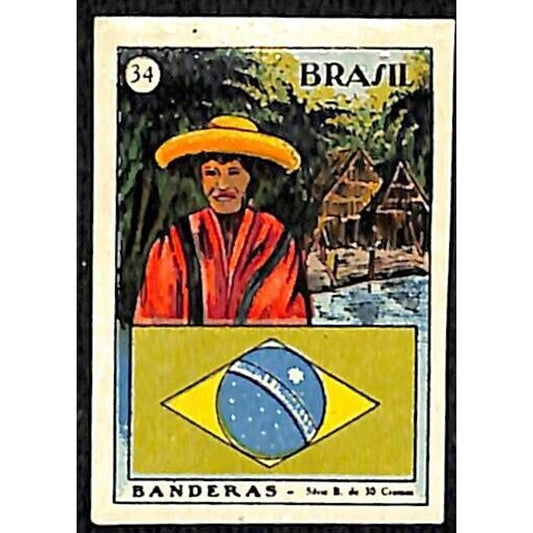Brazil Country Banderas / Flag Matchbox Label Series Vintage #34