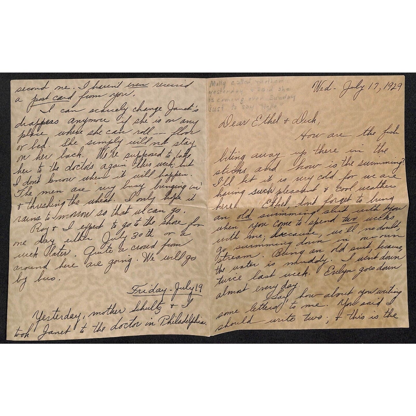 1929 Ethel & Dick Householder ALS Correspondence Ontario on Cool Stationary
