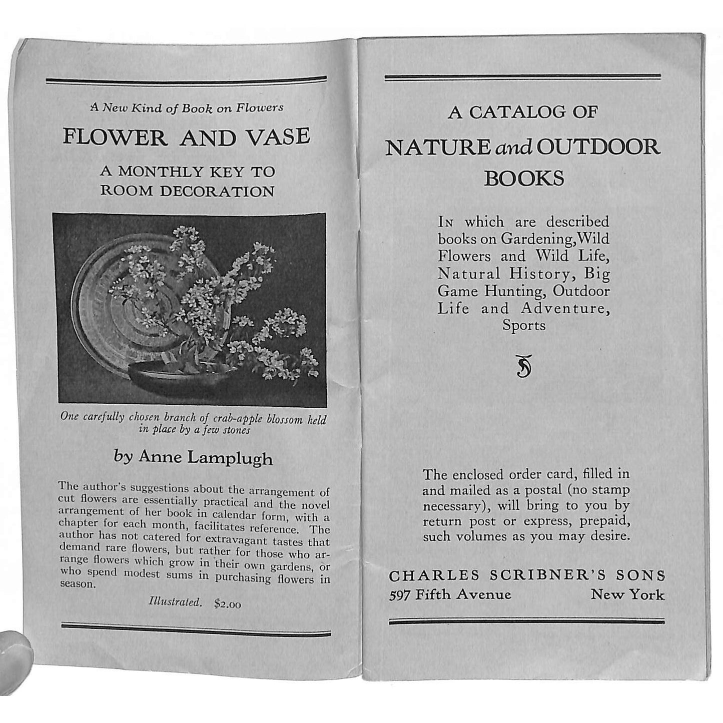 c1925-35 Charles Scribner's Sons "Nature and Outdoor Books" Catalog 32pp Scarce