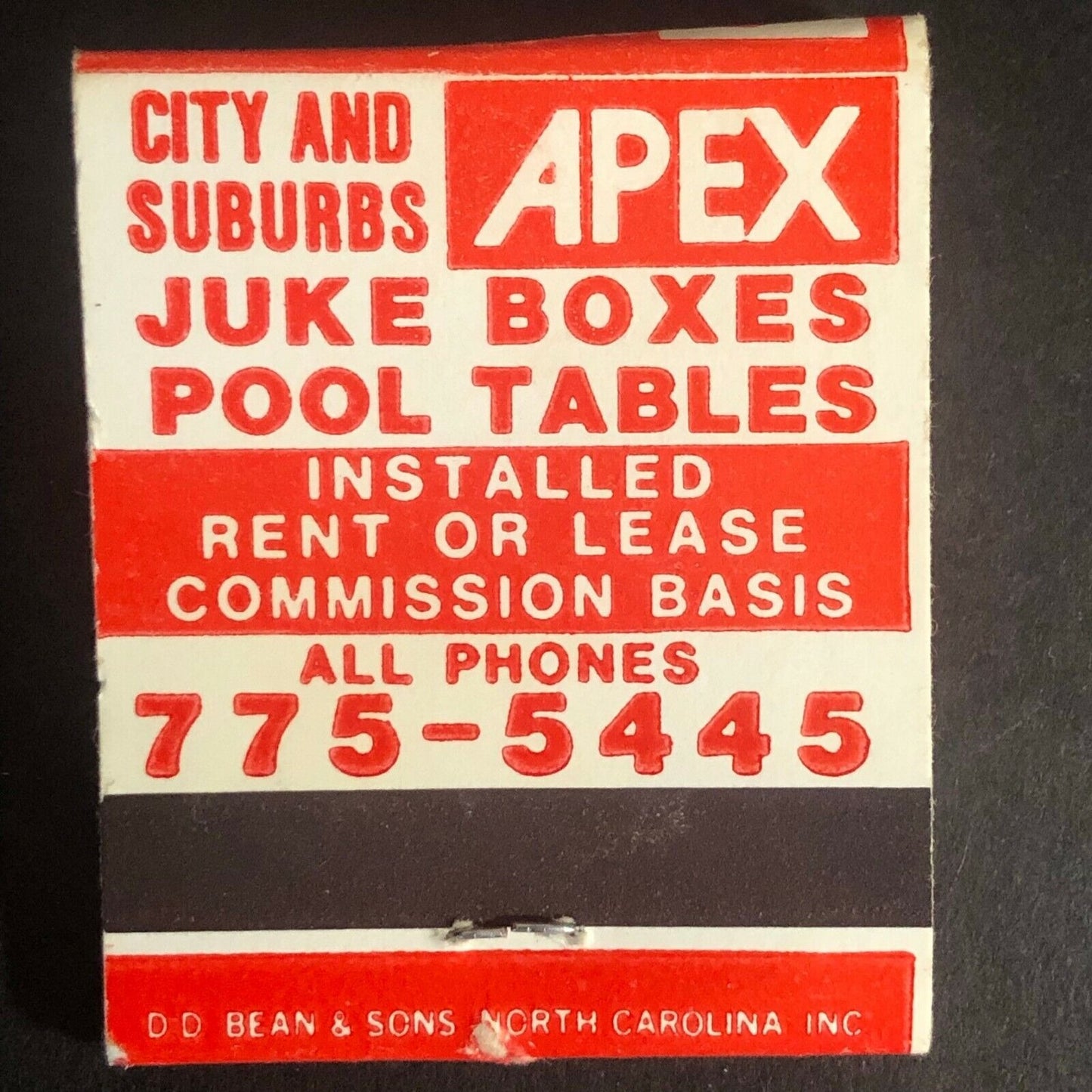 "Zenith Vending" Chicago Juke Boxes (Red) c1970's-80's Full Matchbook