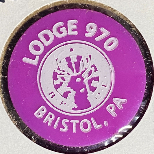 Bristol, PA Elks Lodge 970 Plastic Drink Token G/F One Wine