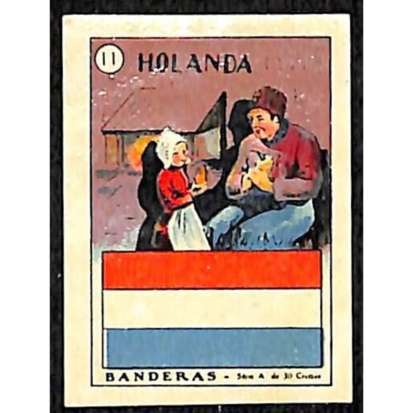 Netherlands / Holanda Country Banderas / Flag Matchbox Label Series Vintage #11
