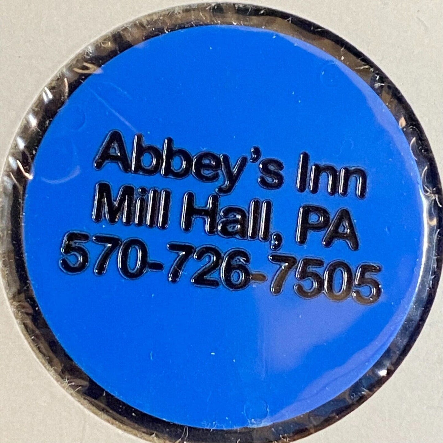 Mill Hall, PA Abby's Inn c1998 Plastic Token "G/F One Bottle Beer"