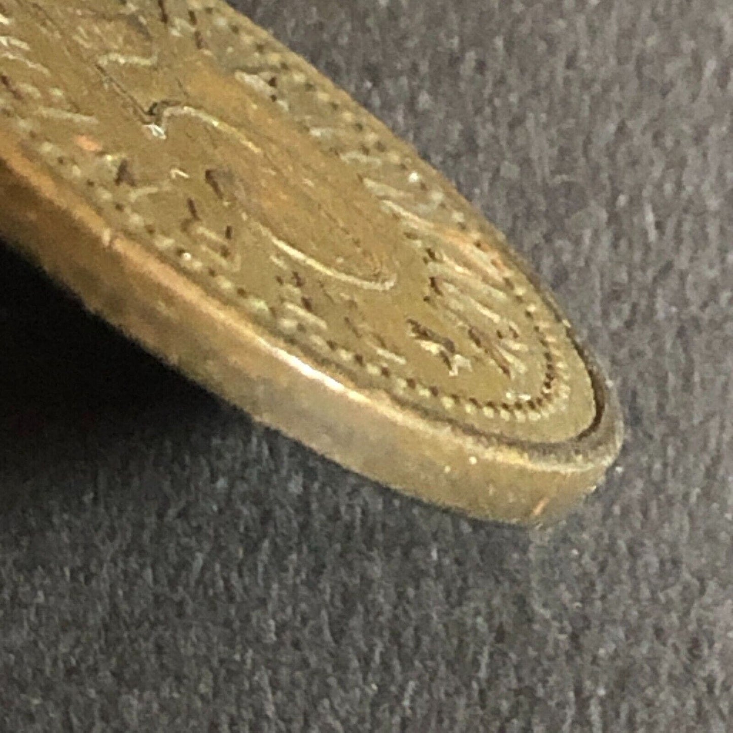 Bernbrock's Pharmacy Quincy, IL Brass "5" Trade Token 21mm Scarce
