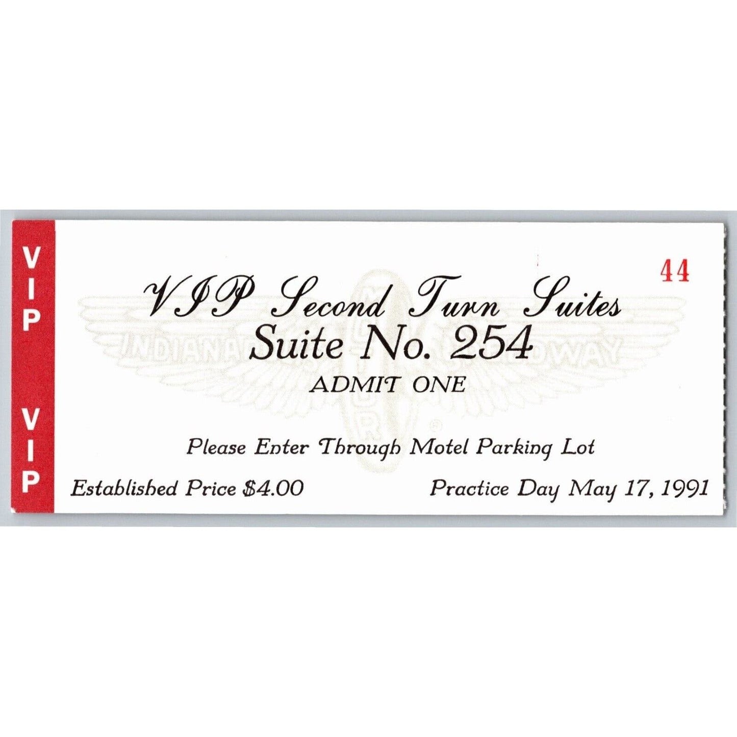 1991 Indy 500 VIP 2nd Turn Suites Practice Day Ticket Stub Indianapolis IMS #44