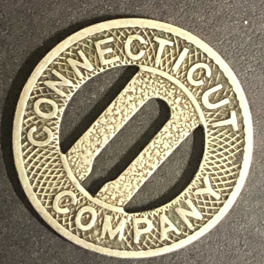 c1920-40's 16mm "Connecticut Company" G/F One Fare - Brass Transit Token (1608)