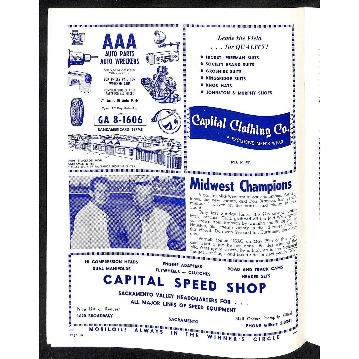 Scarce Oct 30 1960 Sacramento State Fair USAC Racing Program Big Car 100 Mile