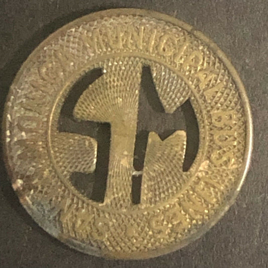 c1950's 16mm Santa Monica Municipal Bus Lines G/F One Zone Fare Transit Token CA