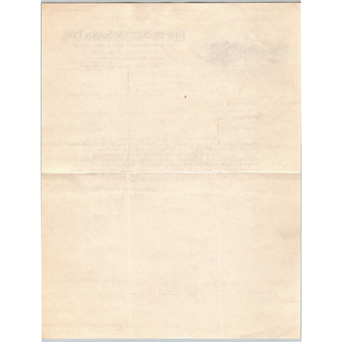 Louis Stern Sons Inc. 1925 Letterhead Kearny, NJ Tallow Grease Lard Oils