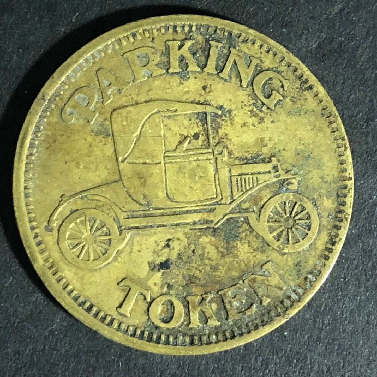 "Parking Token" w/ 1910's Automobile Art Brass Token 28.5mm
