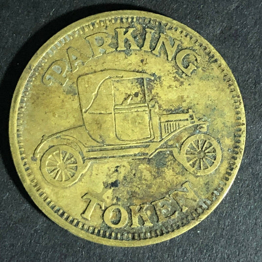 "Parking Token" w/ 1910's Automobile Art Brass Token 28.5mm