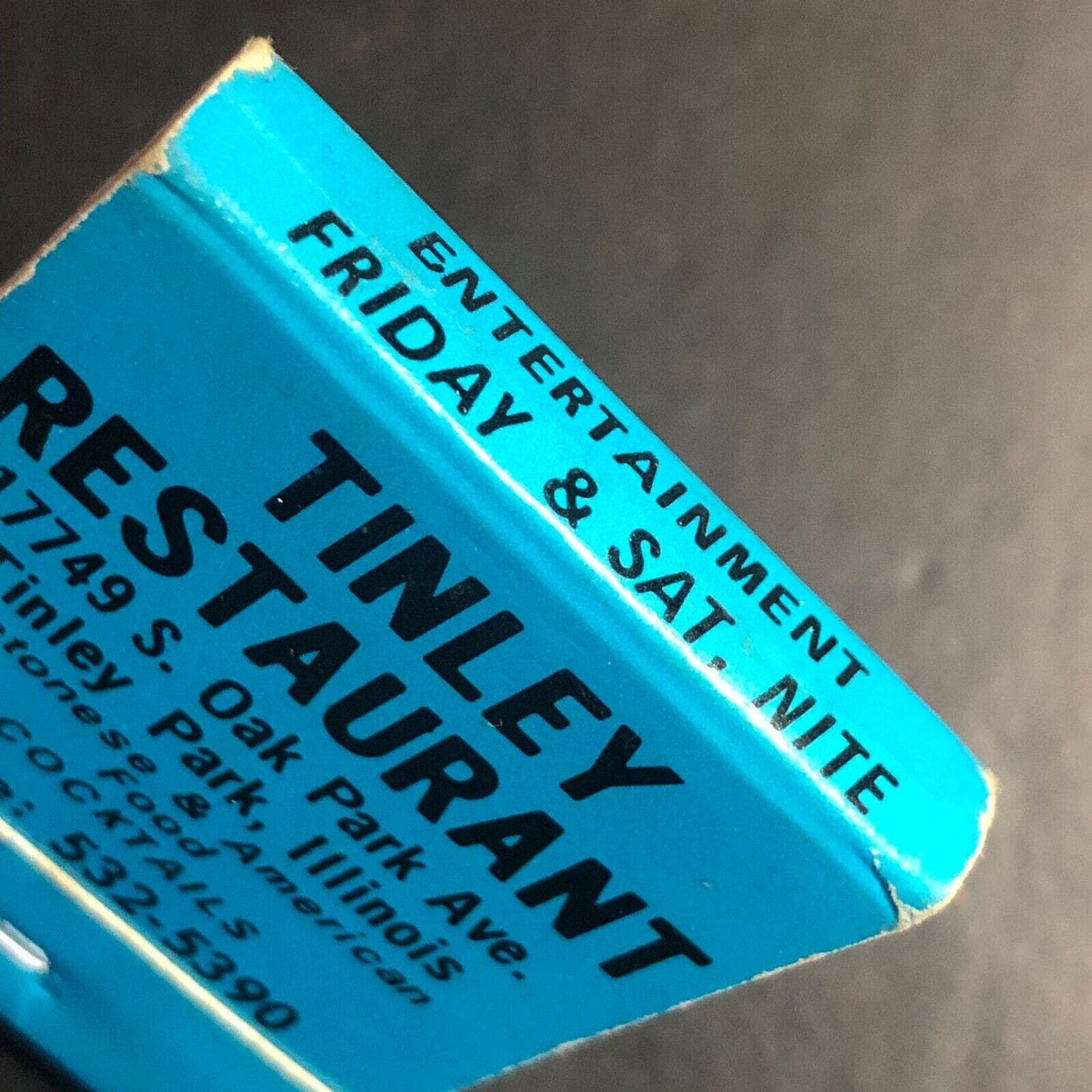 Tinley Restaurant Tinley Park, IL Matchbook c1974-84 "Chinese Dishes"
