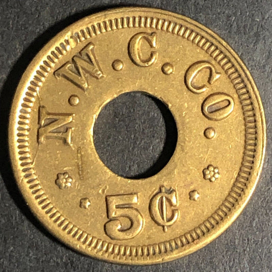 N.W.C. Co. (Seattle - Northwestern Candy Co.) - Brass 5c Trade Token 21mm