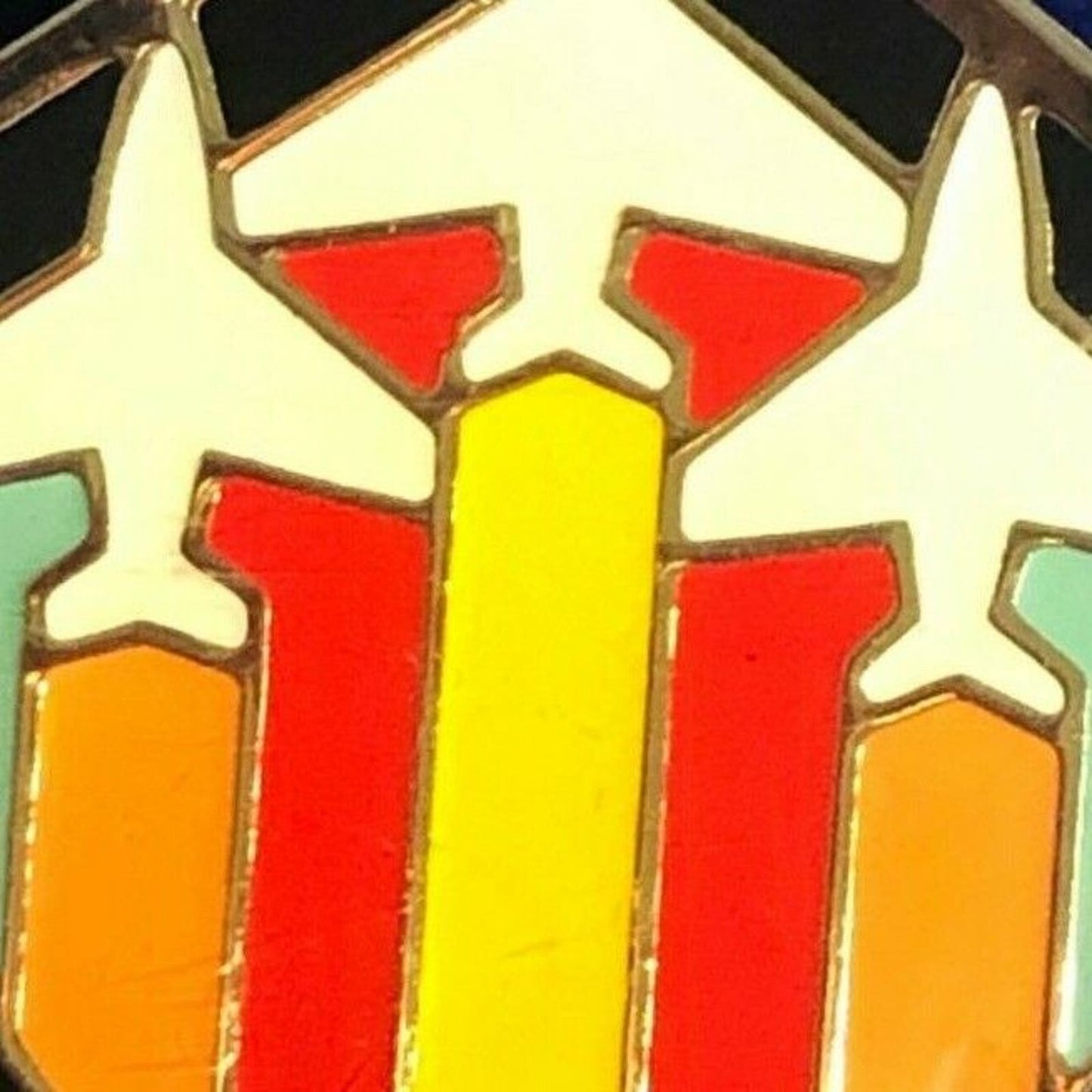 c1989 Kodak Canada Lapel Hat Pin - Flying Colours Jets Flying w/ Colorful Lines