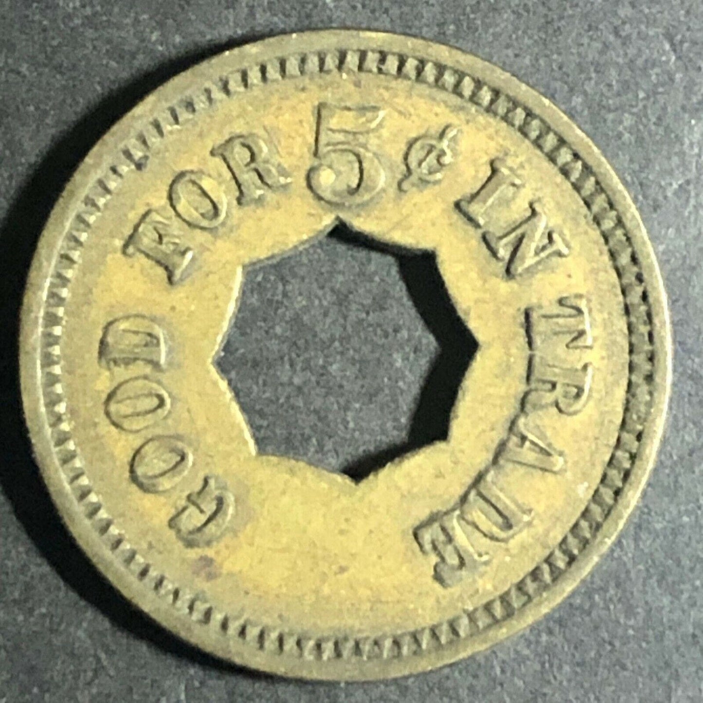 Vintage 21mm Brass "Advertising Keeney's Refresh Mints" - G/F Donut Token