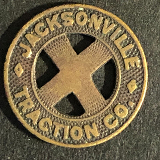 Jacksonville Traction Co. (FL) Bronze Transit Token 16mm "X" Scarce