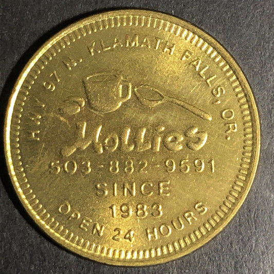 Mollies (Restaurant) Since 1983 N. Klamath Falls, OR Brass G/F 50cToken 28.5mm