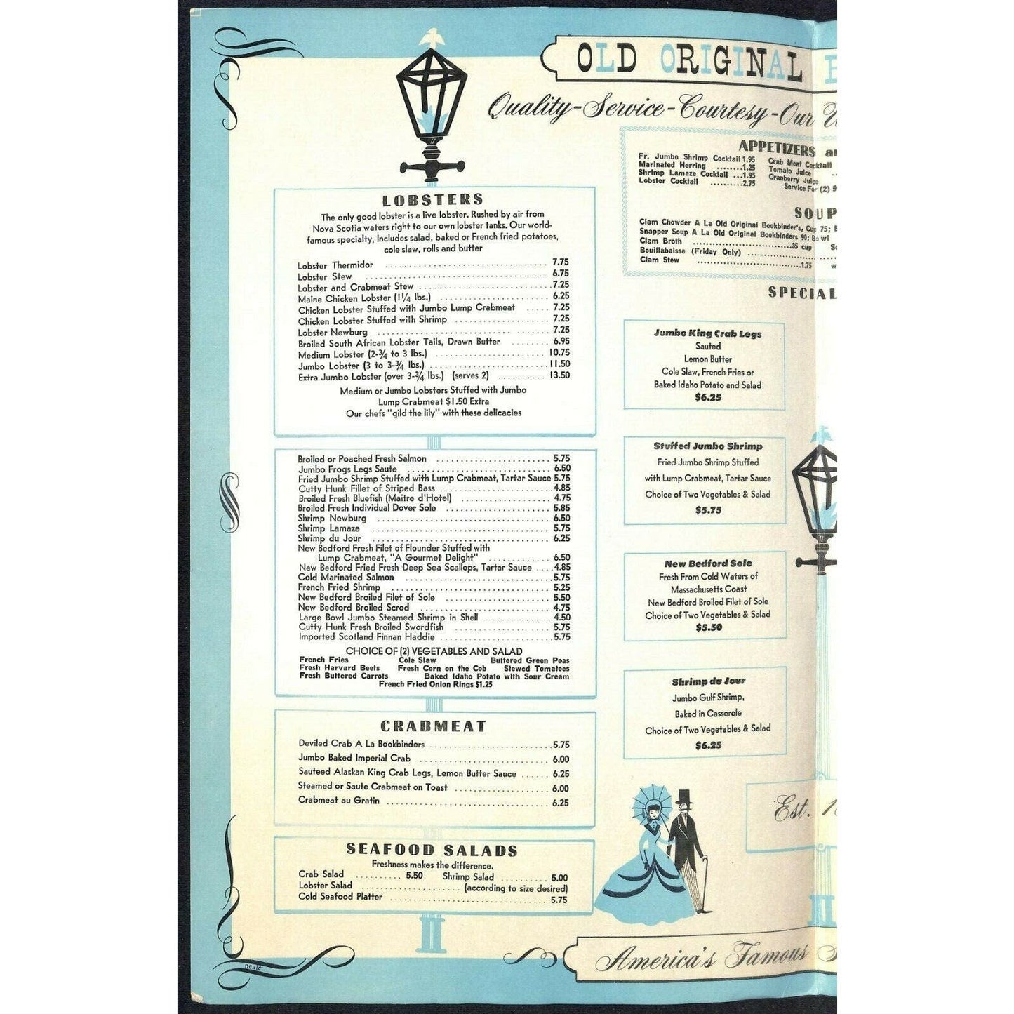 Bookbinder's Menu 1970 Large Restaurant Philadelphia Horse & Carriage Cover