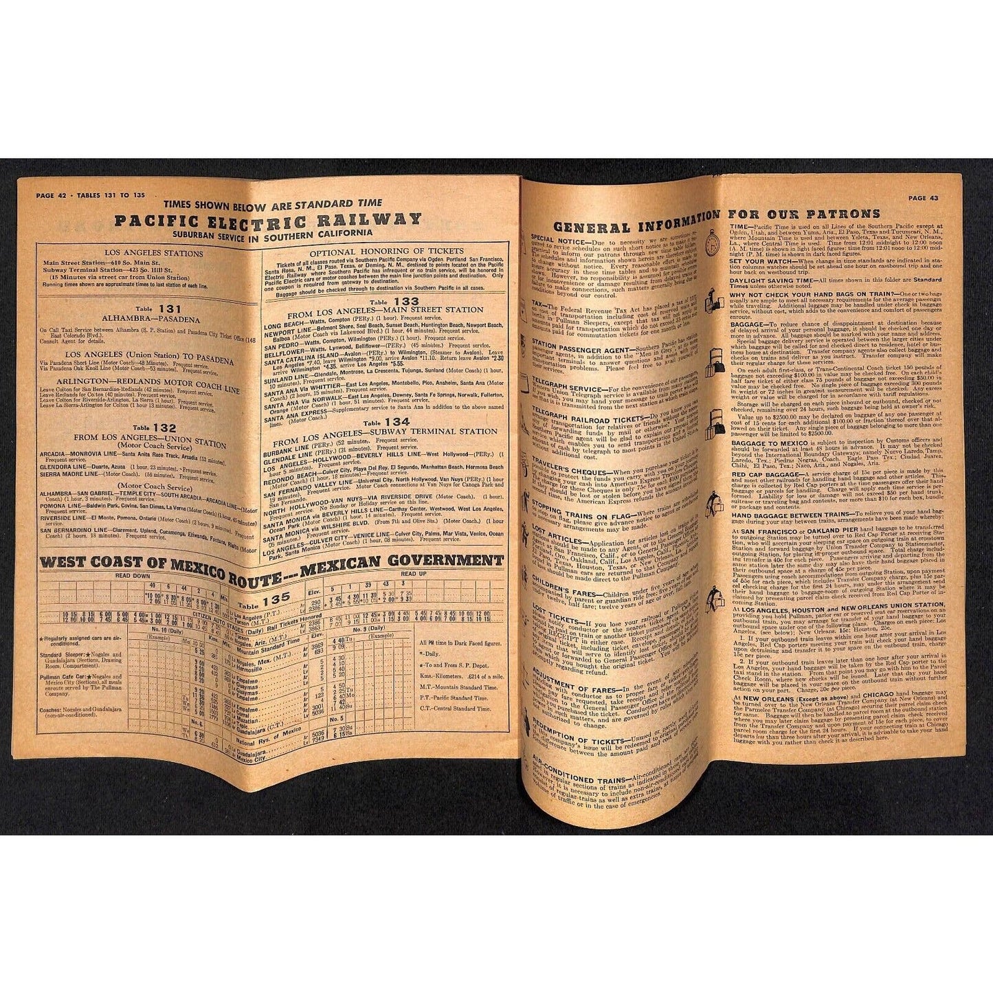 Southern Pacific Railroad 1952 Sunset / Golden State Route Time Table 47 pp VGC