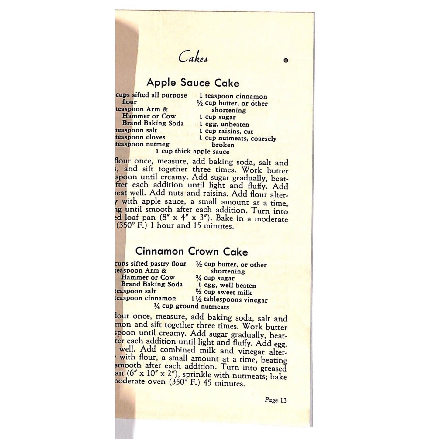 Arm & Hammer Baking Soda "Good Things To Eat" Recipe Booklet 1936 32pp.