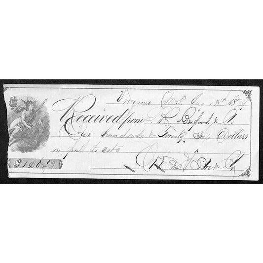 Virginia City Montana S.R. Buford / 1879 $120 Payment Receipt