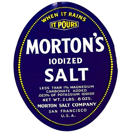 Morton's Iodized Paper Salt Label Scarce San Francisco Stamped 1941