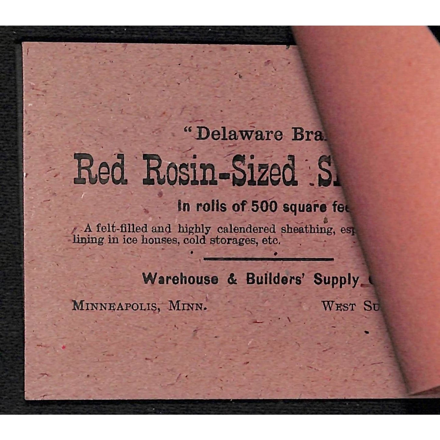 Minneapolis, MN "Warehouse & Builders' Supply Co." c1900-1910 3.5" x 5" Samples