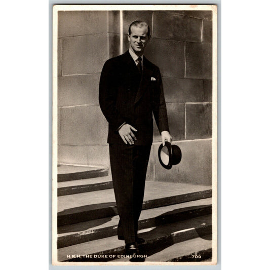1940's Duke of Edinburgh Outdoors Holding Hat - PPC Postcard Unposted