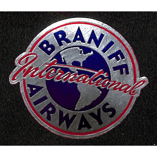 Braniff International Airways Foil Gum Label c1948-50's 2 5/8" w/ Globe