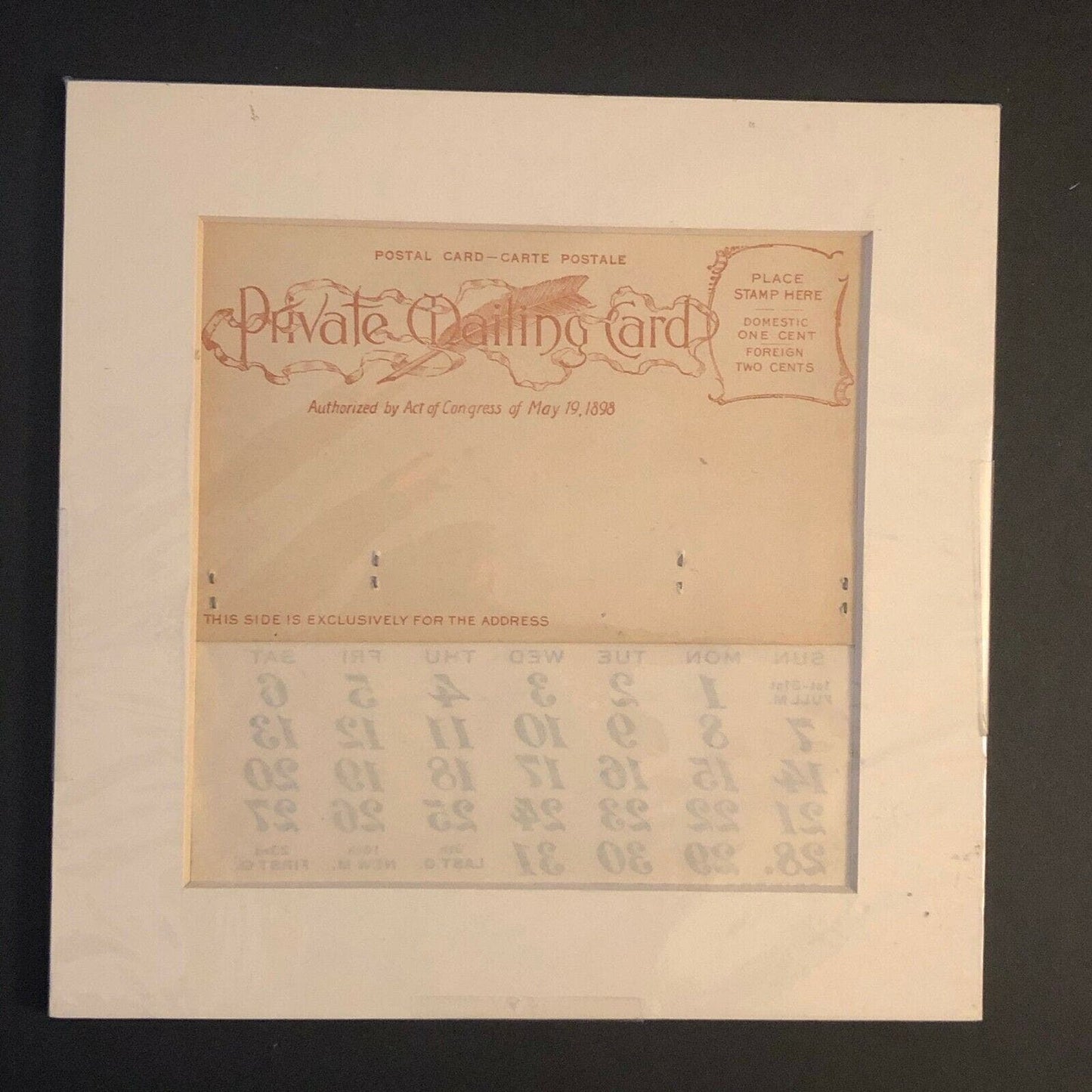 1952 Matted Postcard / Calendar Orange Grove Avenue, Pasadena, CA