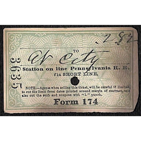 New York & Long Branch Railroad 1897 Ticket via PRR North Asbury Park #3635