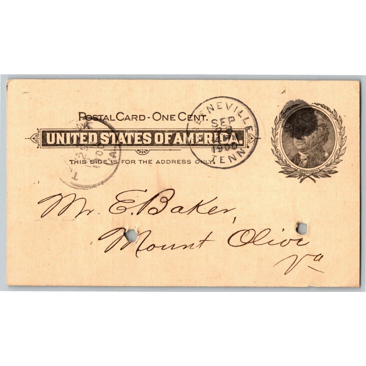 Vintage 1900 Adv. Payment Confirmation Postcard Brown Mfg. Greeneville E. Baker*