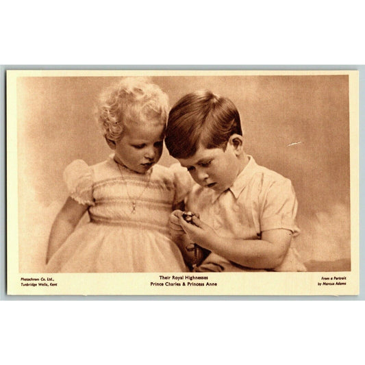 c1950's "Prince Charles & Princess Anne" Portrait - PPC Postcard Unposted